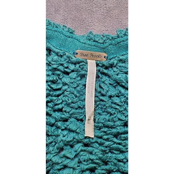 Free People Sz XS-S Sweater Womens Green Sleeve V Neck Chunky Knit Winter C13-4 - Picture 5 of 8